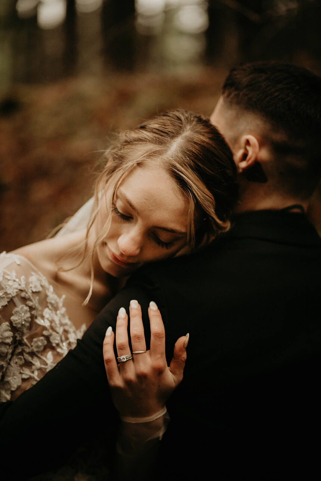 Bride and groom portraits at Mount Rainier elopement