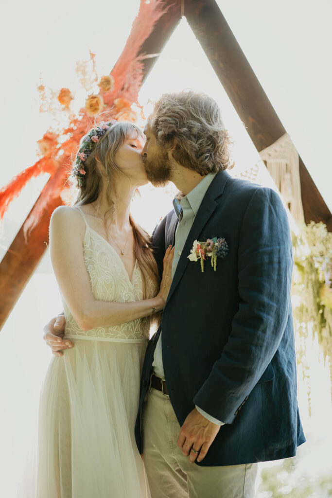 Bride and groom portrait photos at elopement styled shoot