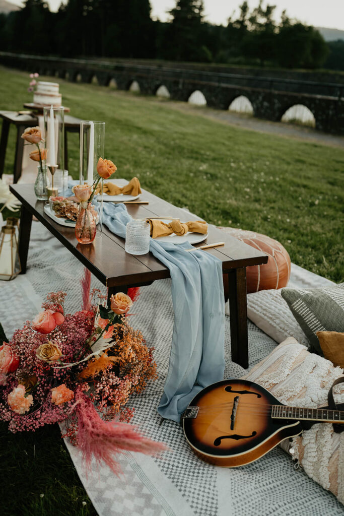 Reception tablescape for elopement styled shoot