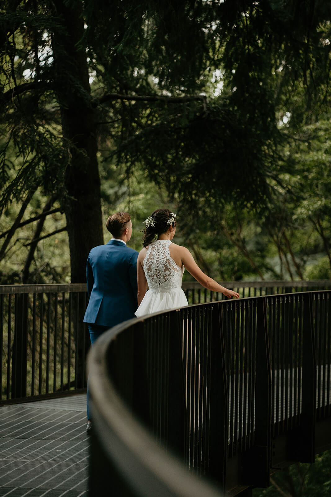 Wedding portraits in the forest with two brides