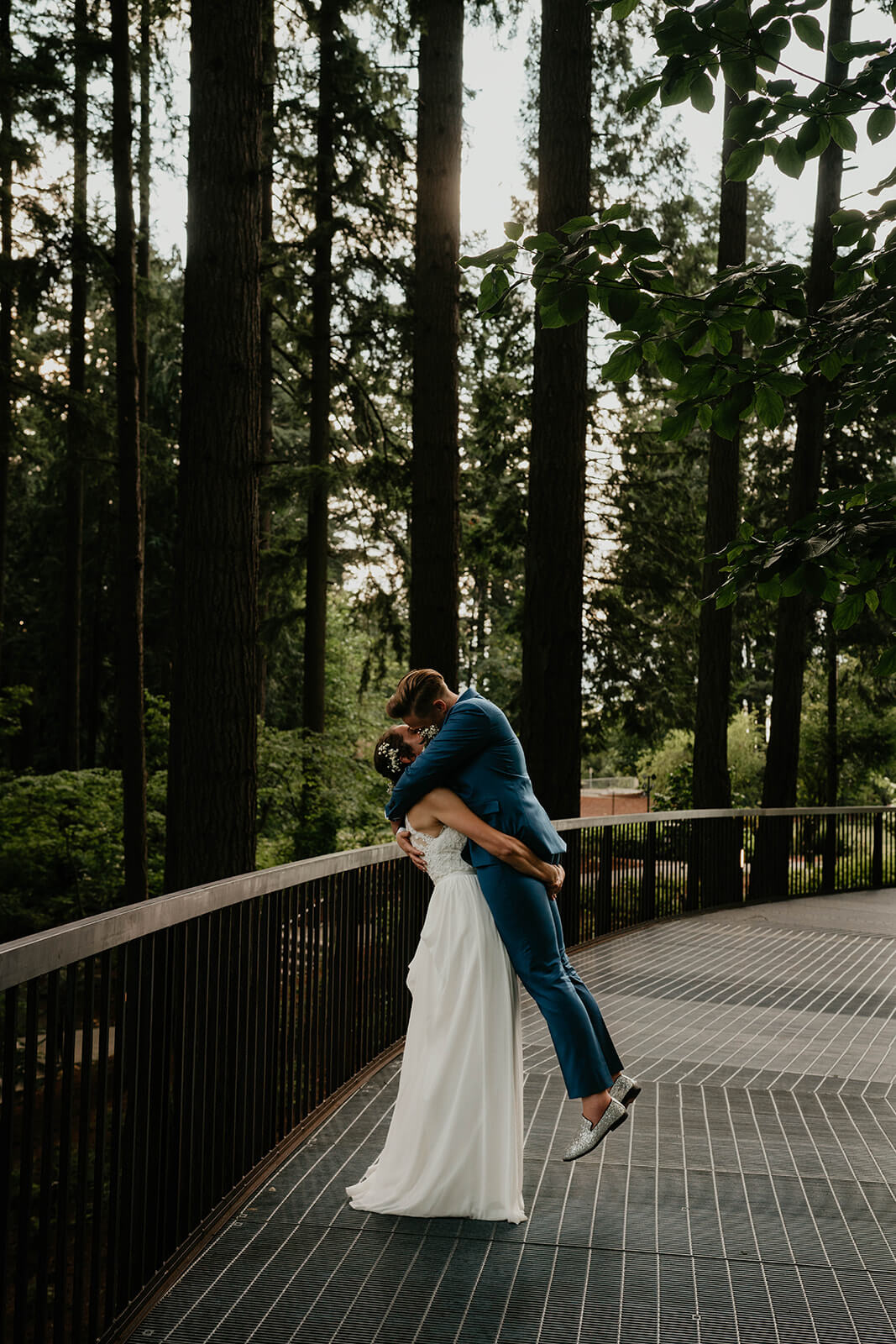 Wedding portraits in the forest with two brides