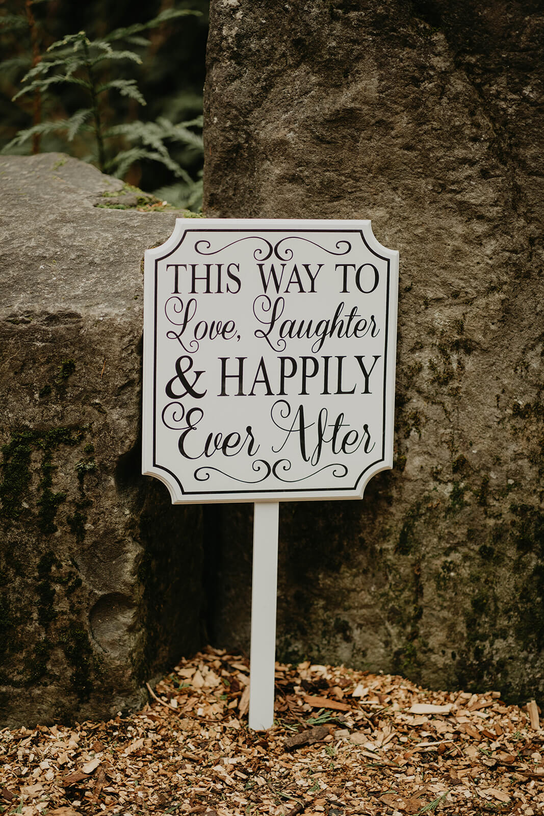 white wedding sign