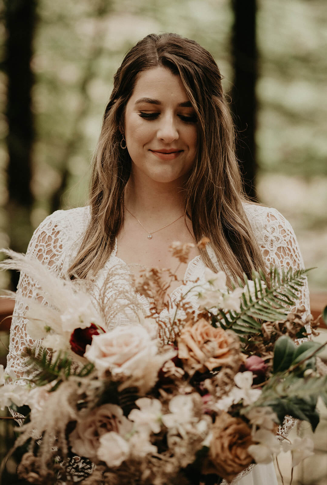 Bride portrait at forest wedding