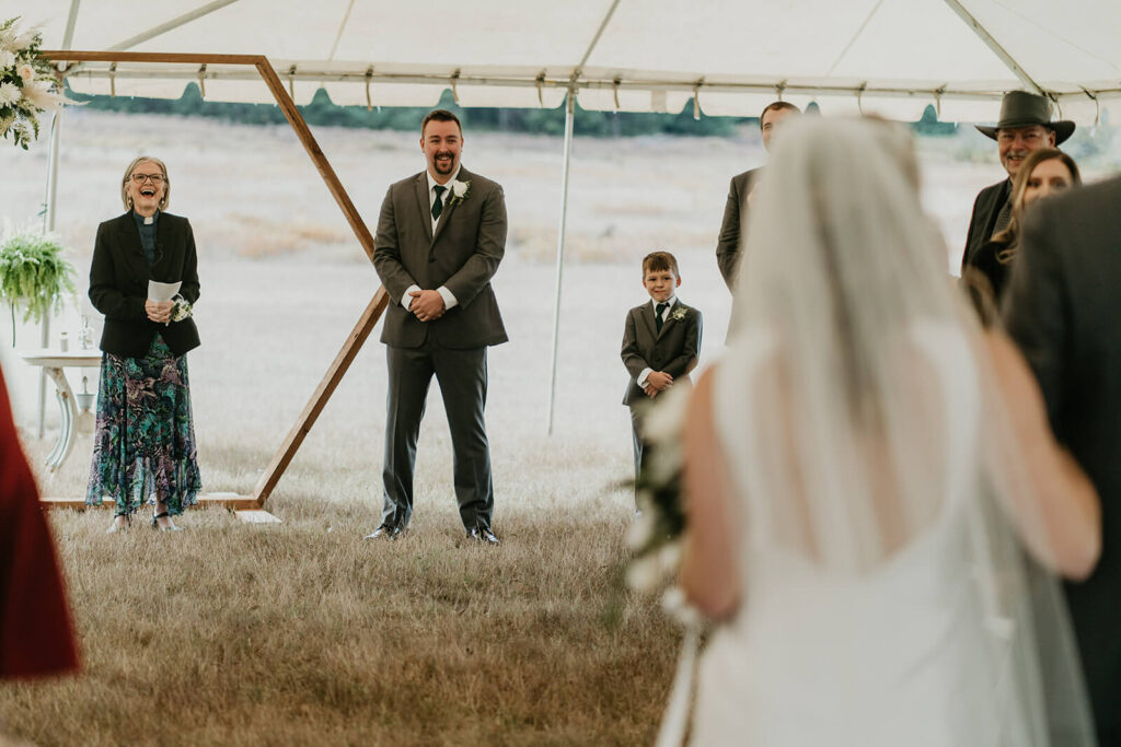 Bride and father walking down the aisle