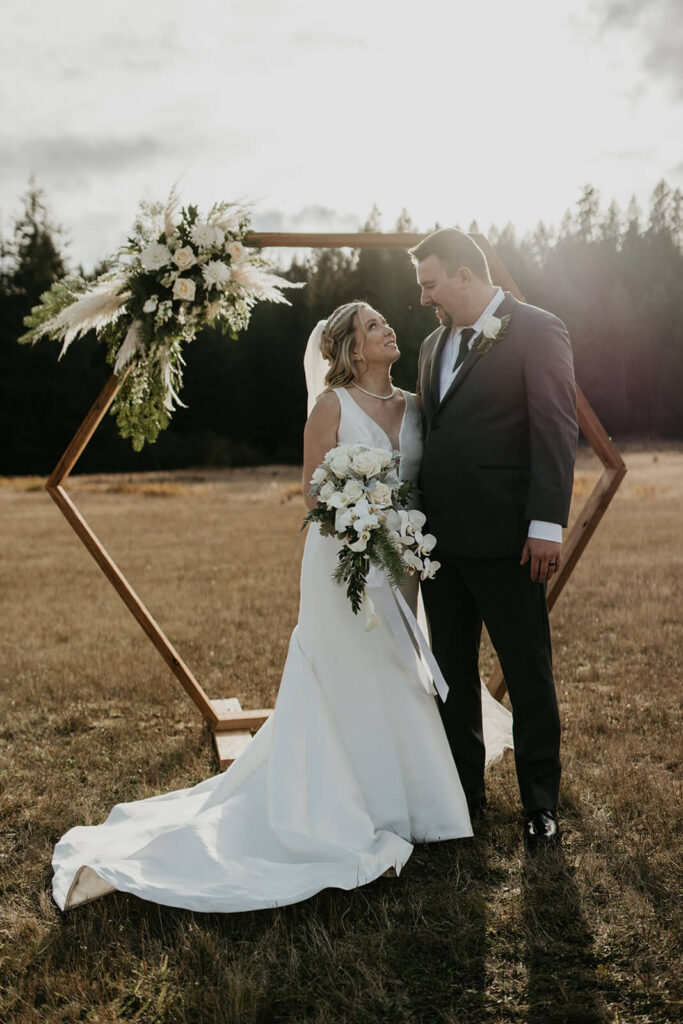 Bride and groom wedding portraits at Silver Falls wedding