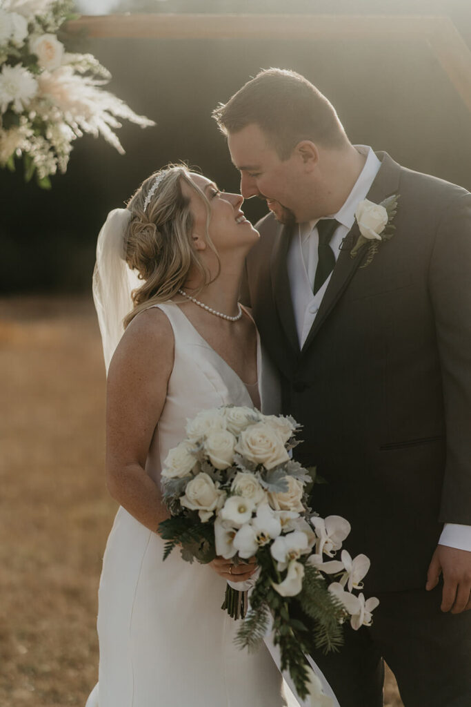 Bride and groom wedding portraits at Silver Falls wedding