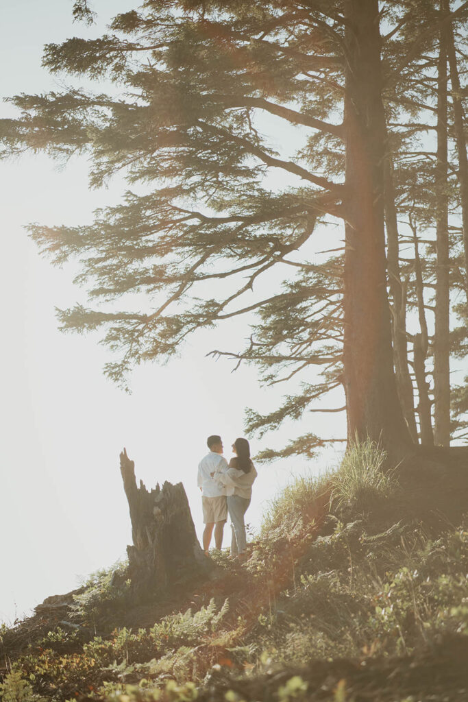 Couple photos during Oregon coast engagement session