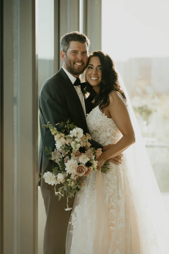 Bride and groom couple portraits at Oregon vineyard wedding