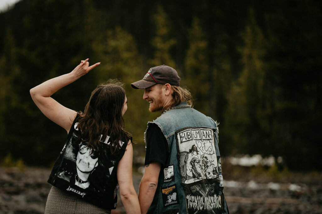 Unique engagement photos at Mt Hood