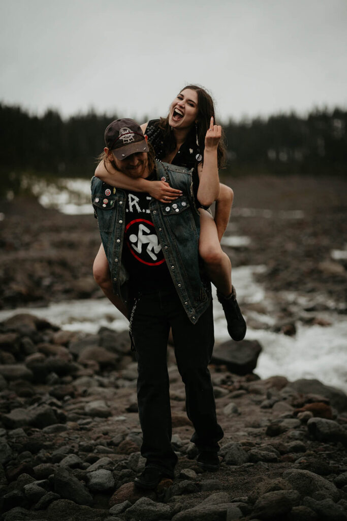 Unique engagement photos at Mt Hood