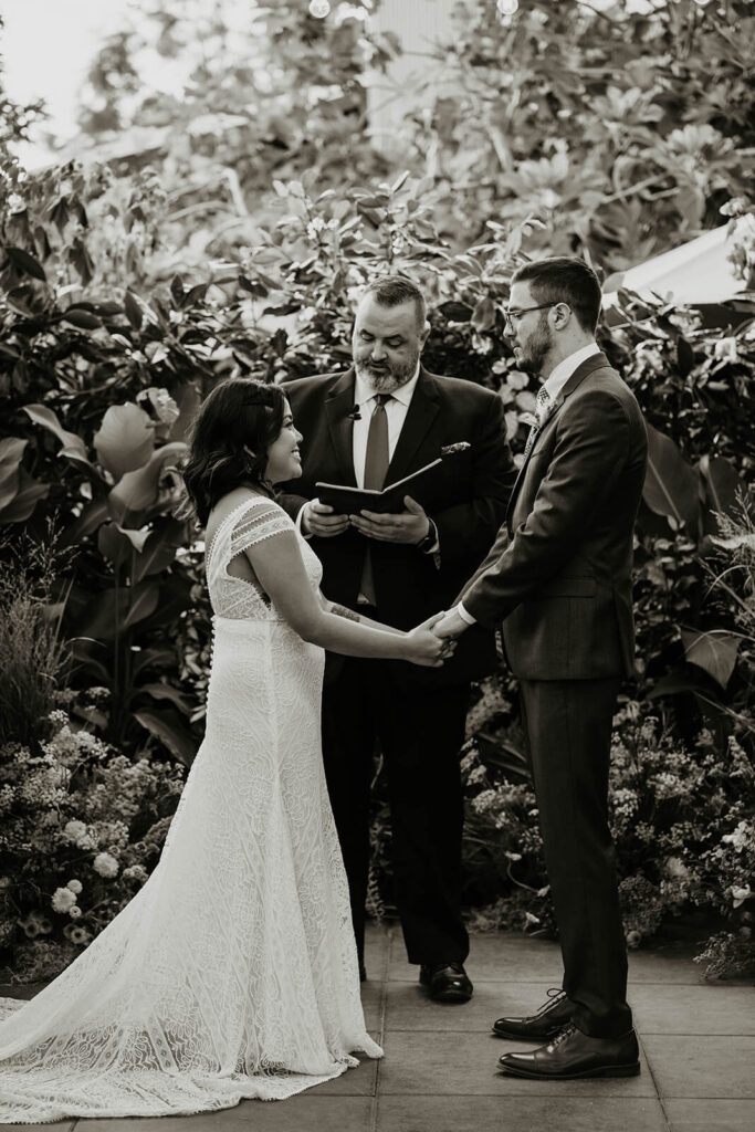 Botanical wedding ceremony at Pomarius Nursery