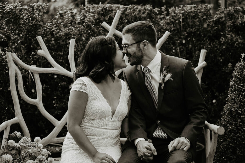 Bride and groom couple portraits during Blockhouse wedding at Pomarius Nursery