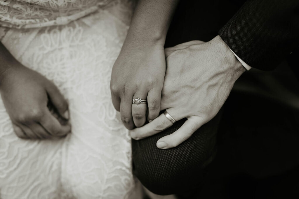 Bride and groom couple portraits during Blockhouse wedding at Pomarius Nursery