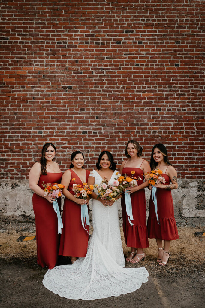 Bride party portraits at Pomarius Nursery