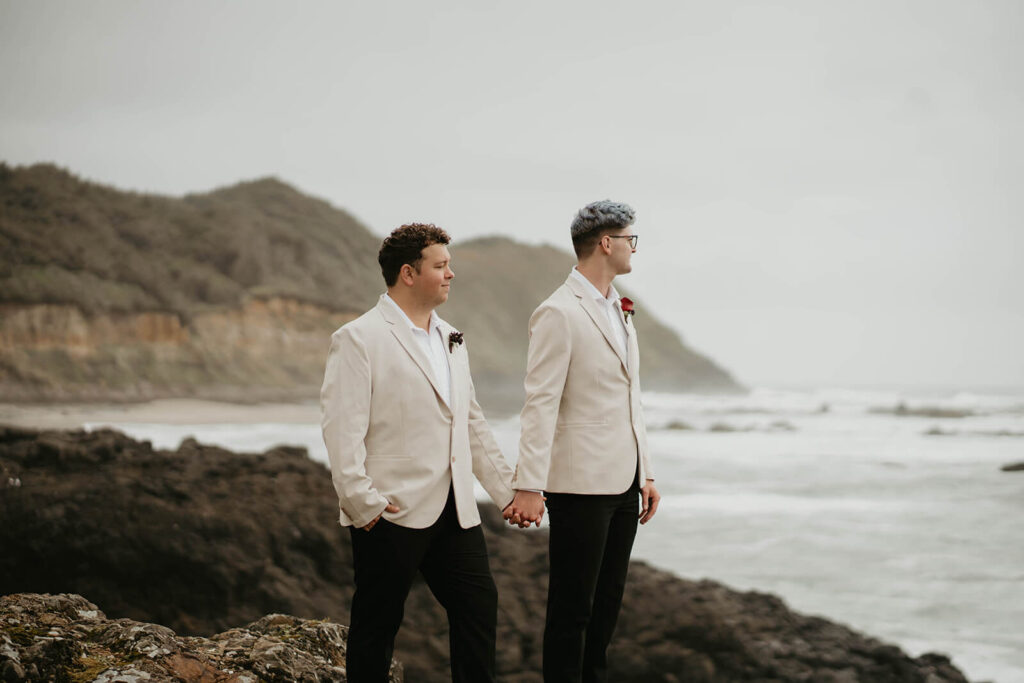 Sunset portraits at the rocky cliffs on the Oregon Coast