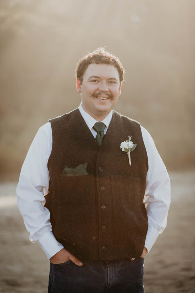 Groom portraits on the beach