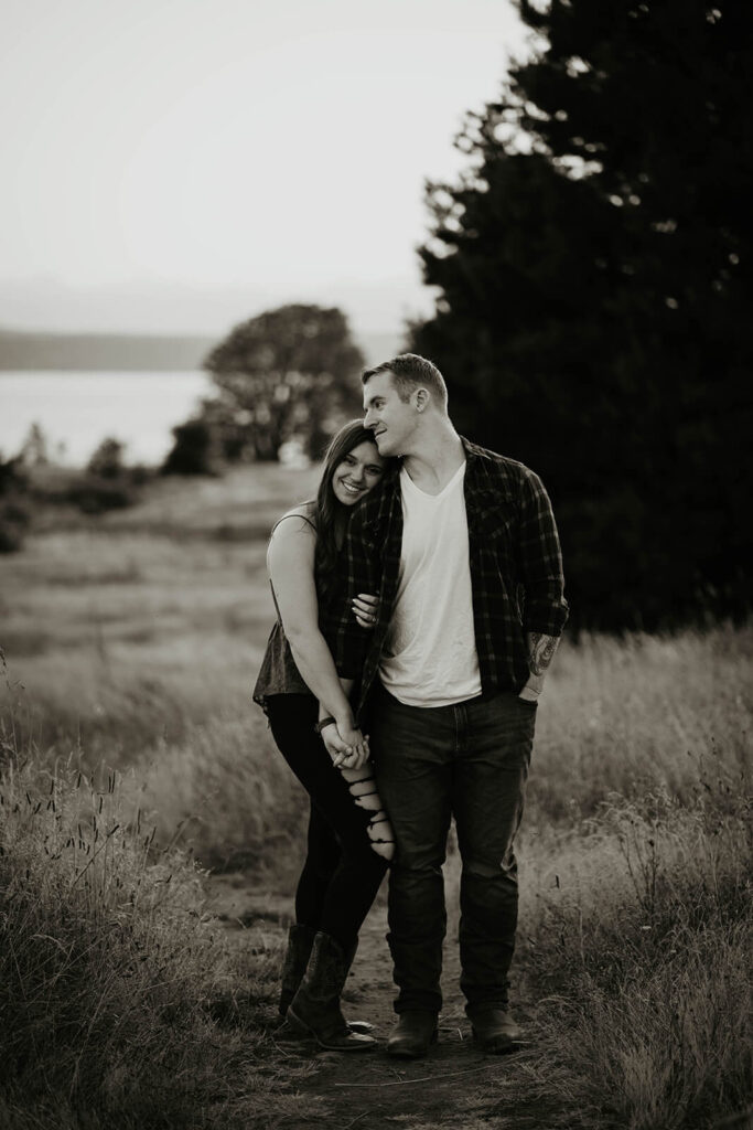 Sunset couple portraits at Discovery Park Seattle