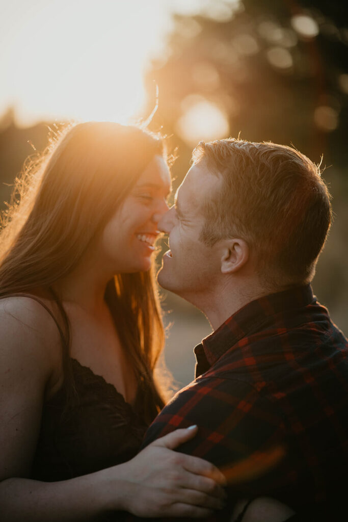 Sunset couple portraits at Discovery Park in Seattle