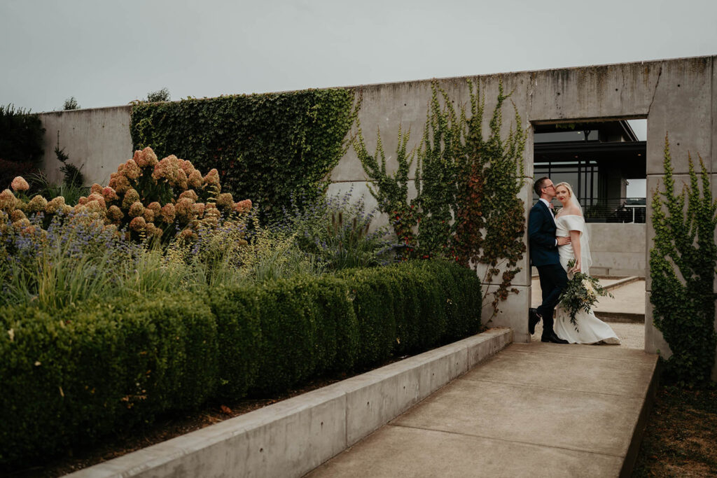 Bride and groom portraits at Willamette Valley Vineyards wedding