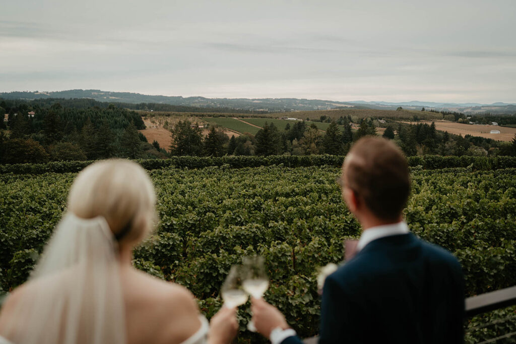 Bride and groom portraits at Willamette Valley Vineyards wedding