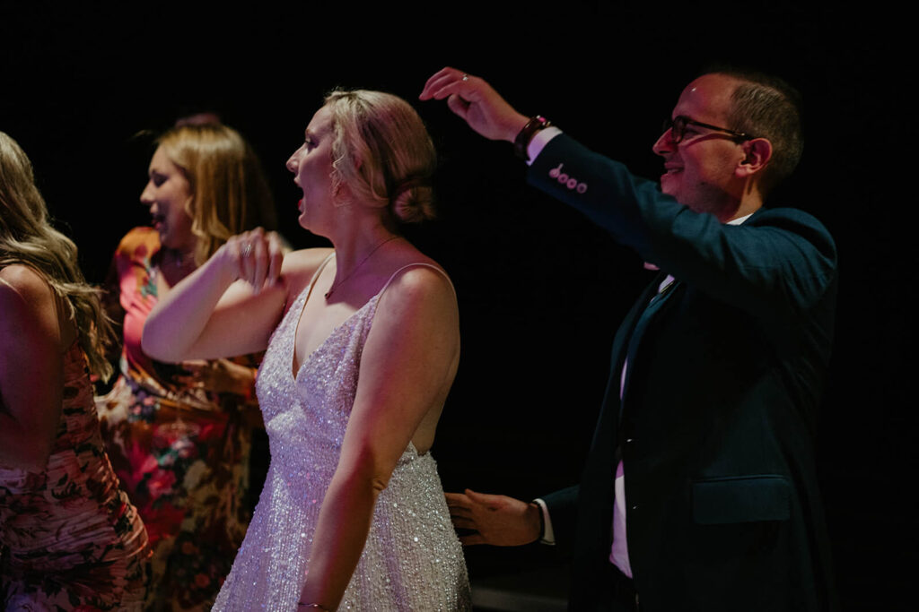 Bride and groom dancing during Oregon vineyard wedding reception