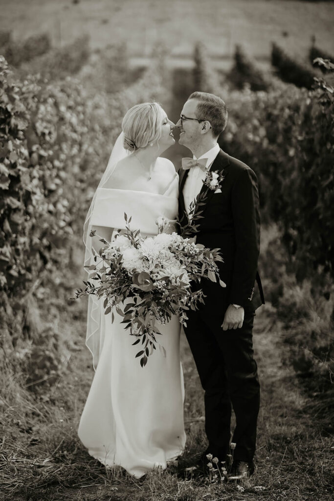 Bride and groom portraits at Willamette Valley Vineyards wedding