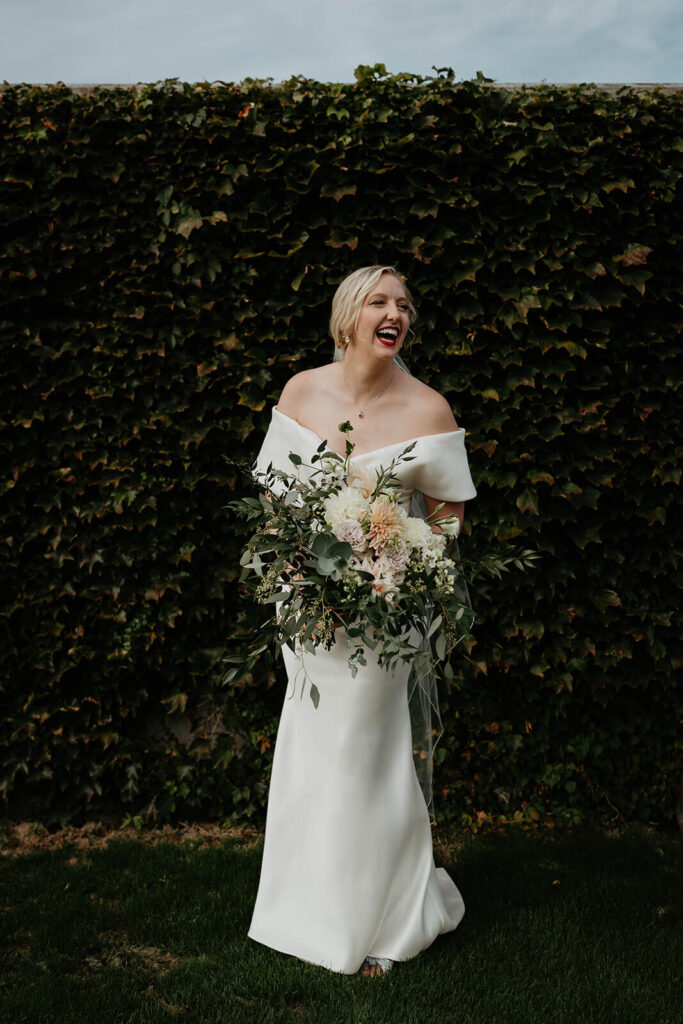 Bridal portraits at Willamette Valley Vineyards wedding