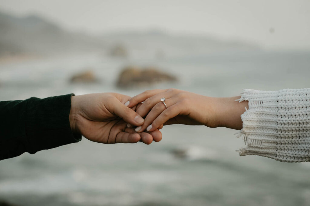 Couple portraits during Cannon Beach engagement photo session