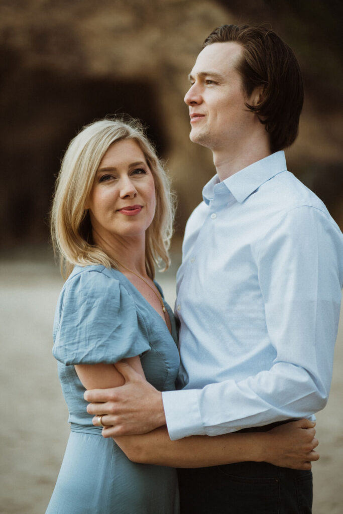 Engagement photo session at Hug Point State Park