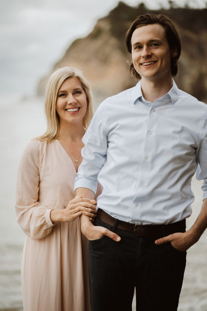 Engagement photos at Hug Point State Park