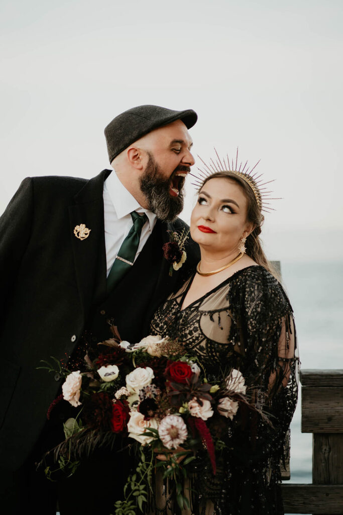 Bride and groom portraits at fall wedding in Oregon