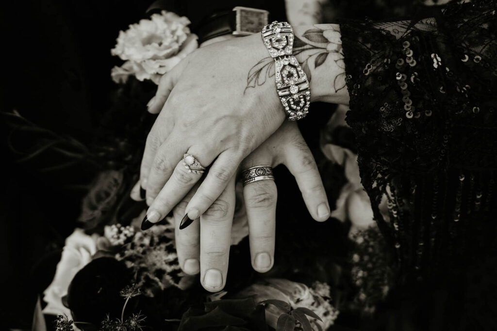 Bride and groom portraits at fall wedding in Oregon