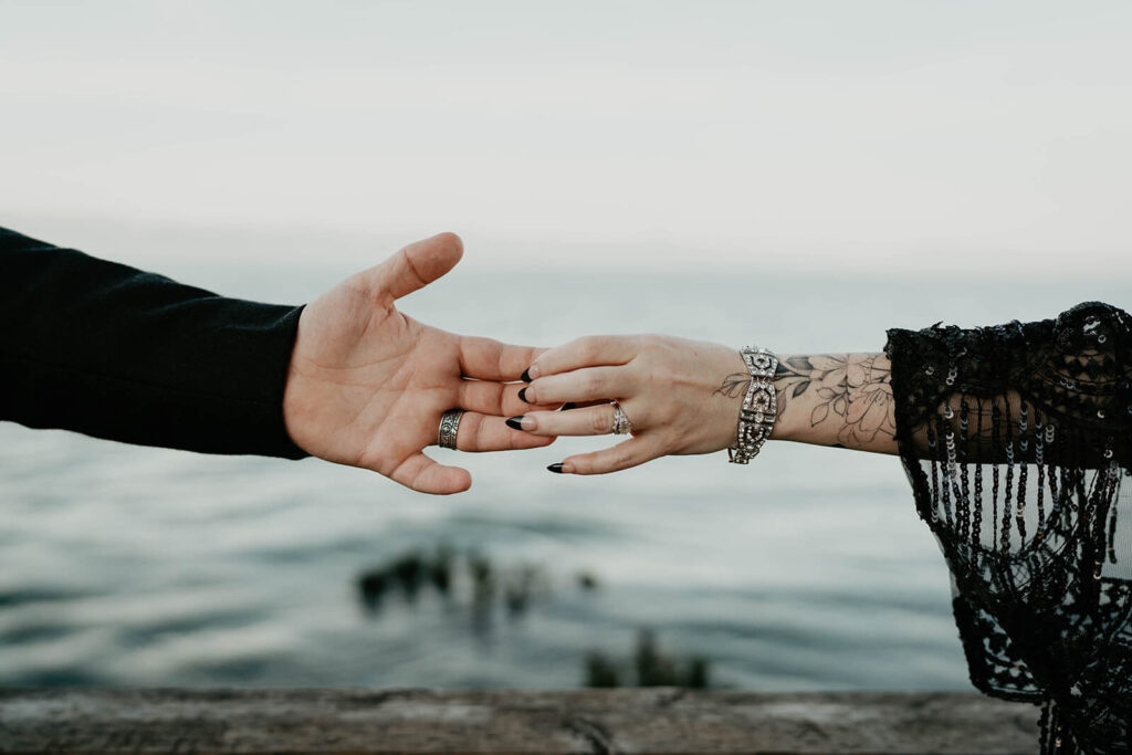 Bride and groom portraits at fall wedding in Oregon