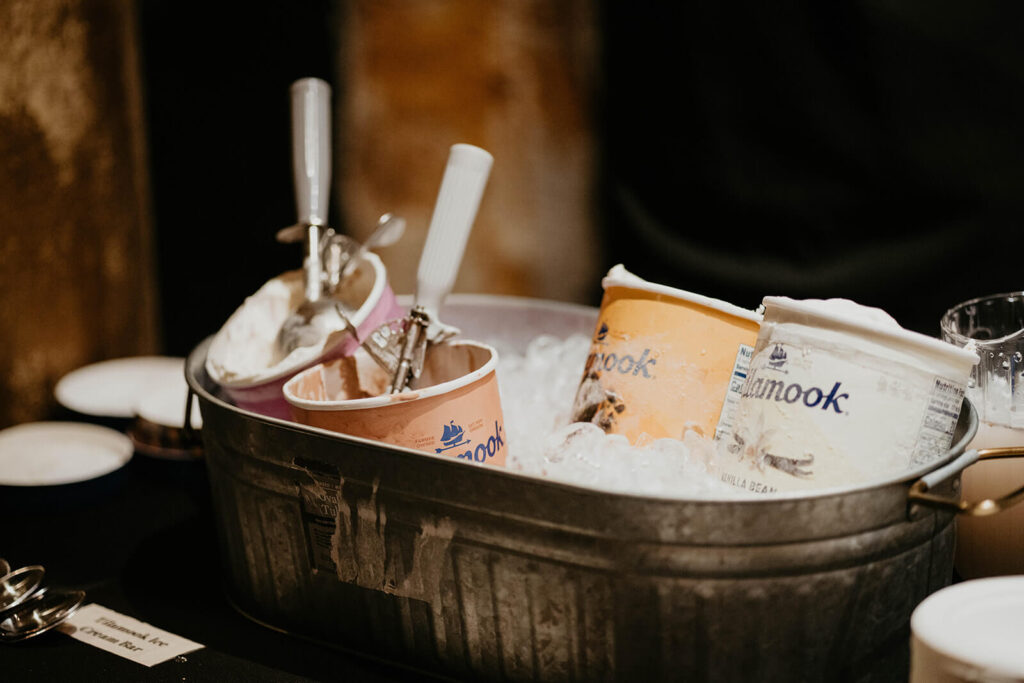 Tillamook ice cream at fall wedding in Oregon