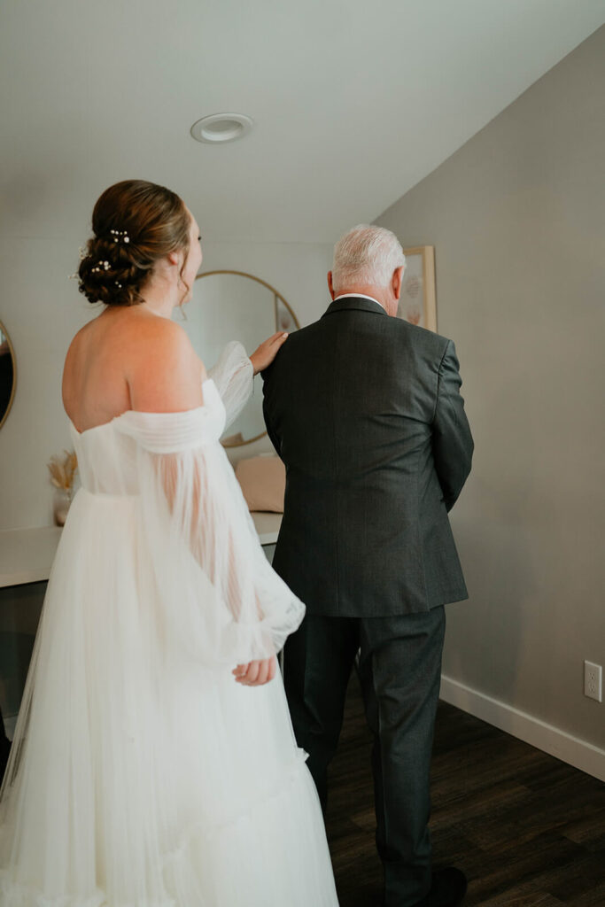 Bride and father first look