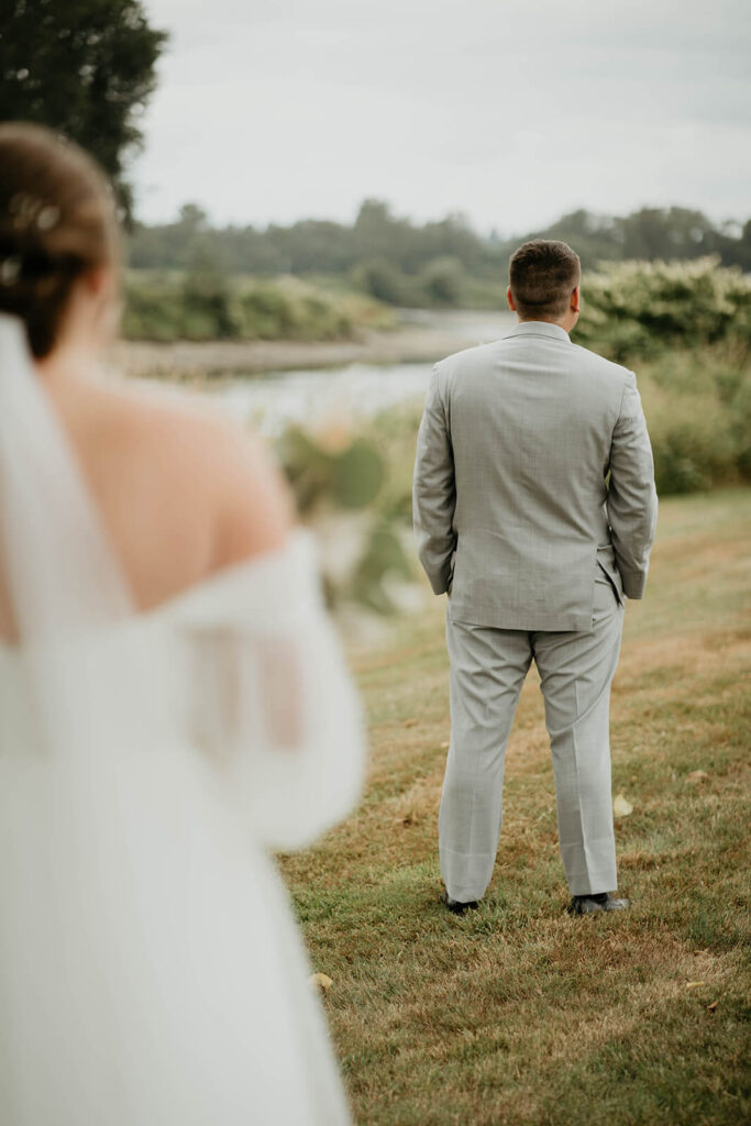 Bride and groom first look