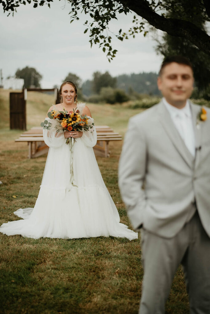 Bride and groom first look