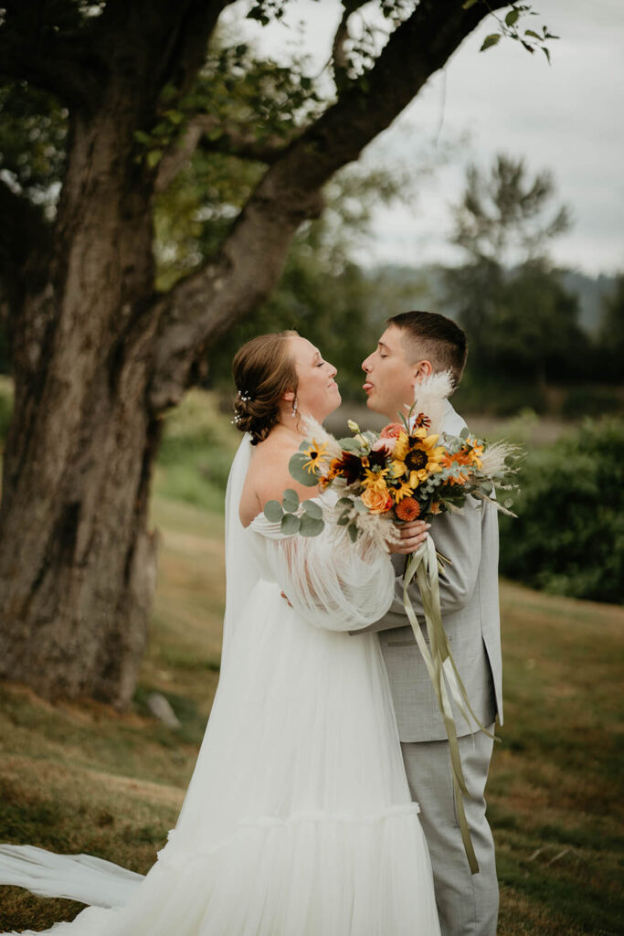 Bride and groom couple portraits at romantic wedding at Pemberton Farm