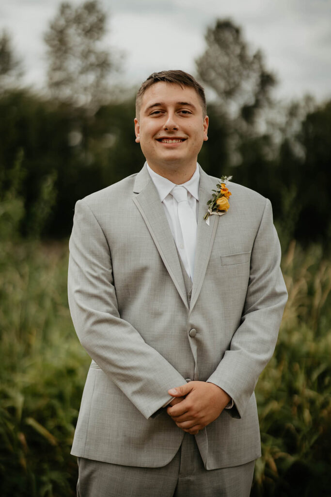 Groom portraits at wedding in Washington