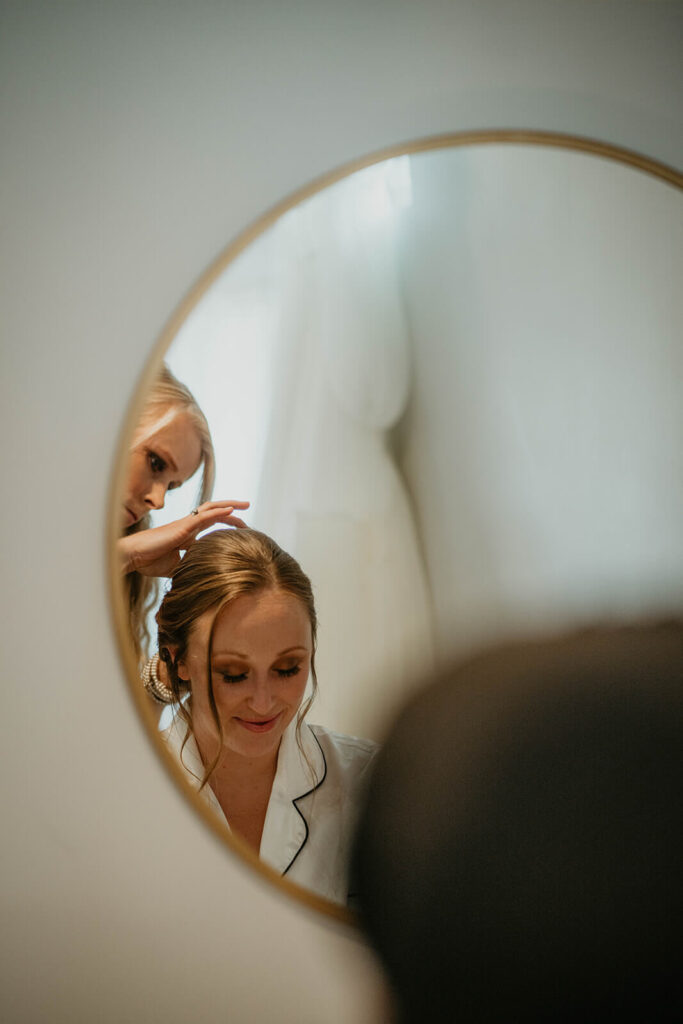 Bride getting ready for romantic wedding at Pemberton Farm