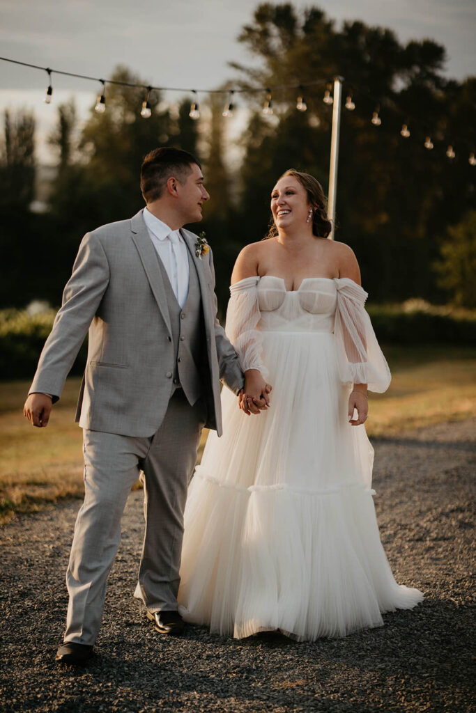 Bride and groom couple portraits at romantic wedding in Washington