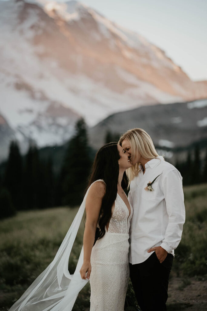 Bride couple portraits at Mount Rainier