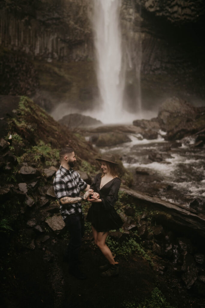 Couple portraits at Latourell Falls engagement session