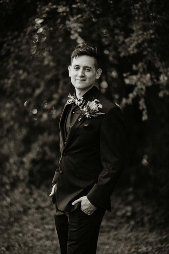 Groom portraits at Thunder Island wedding