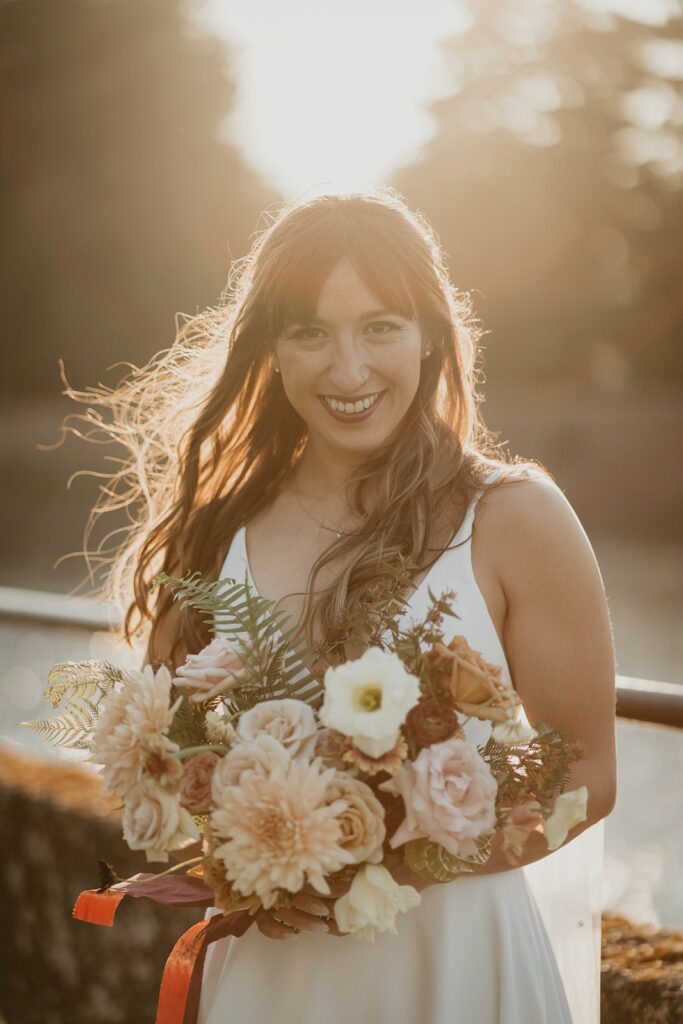 Bridal portraits by the Columbia River in Oregon