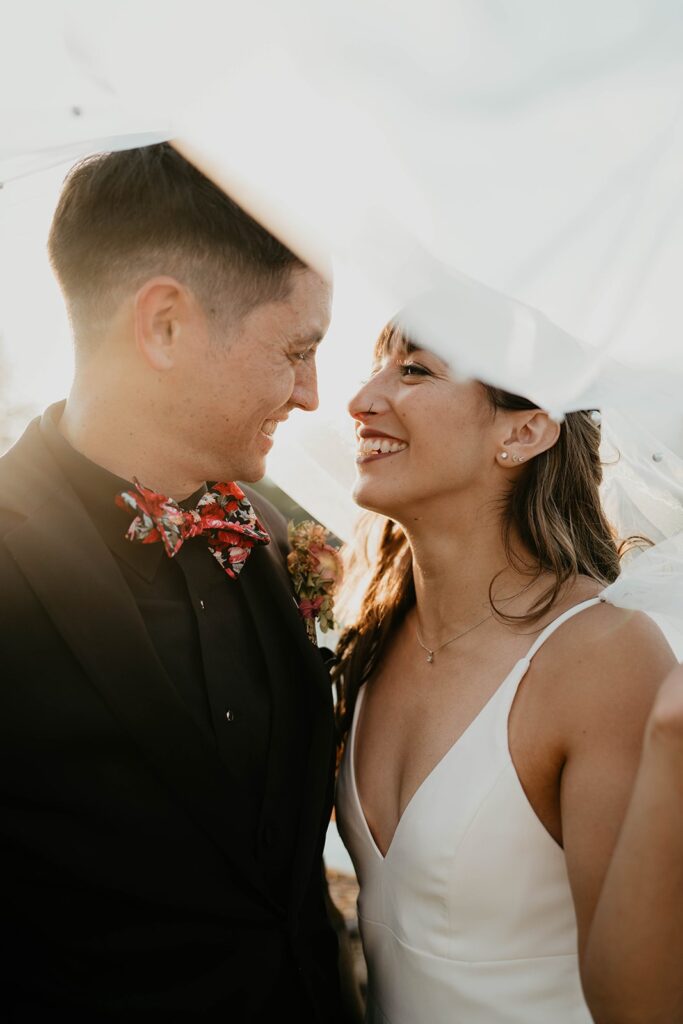 Bride and groom wedding portraits by the Columbia River in Oregon