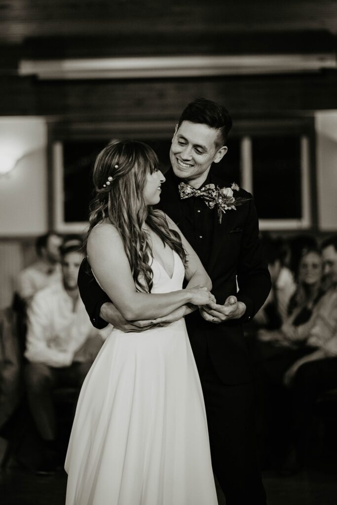 Bride and groom first dance at Thunder Island wedding reception