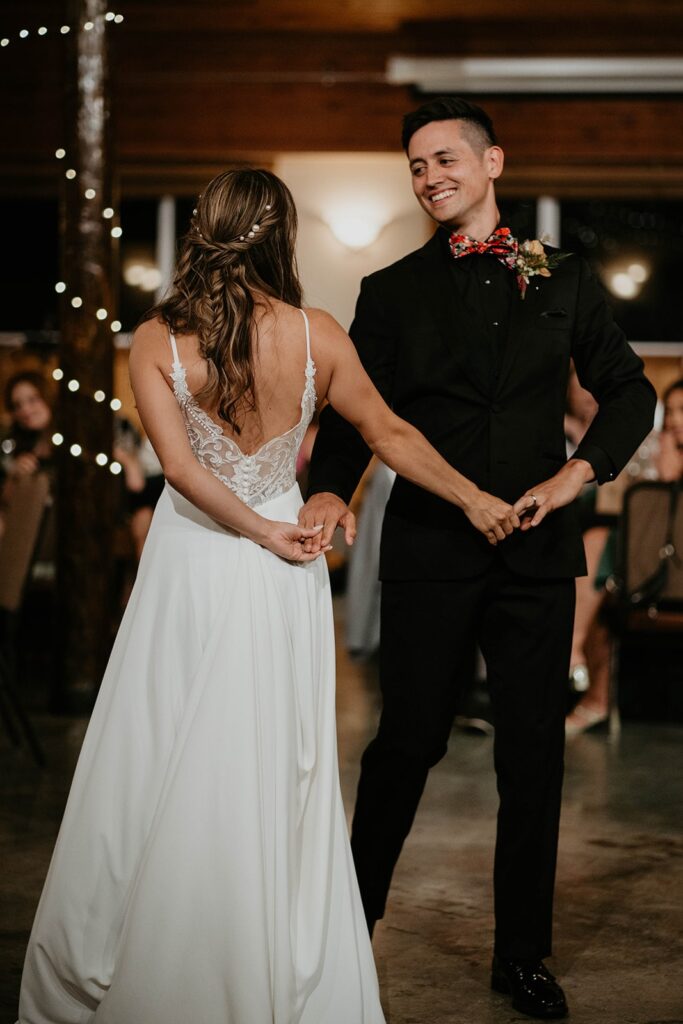 Bride and groom first dance at Thunder Island wedding reception