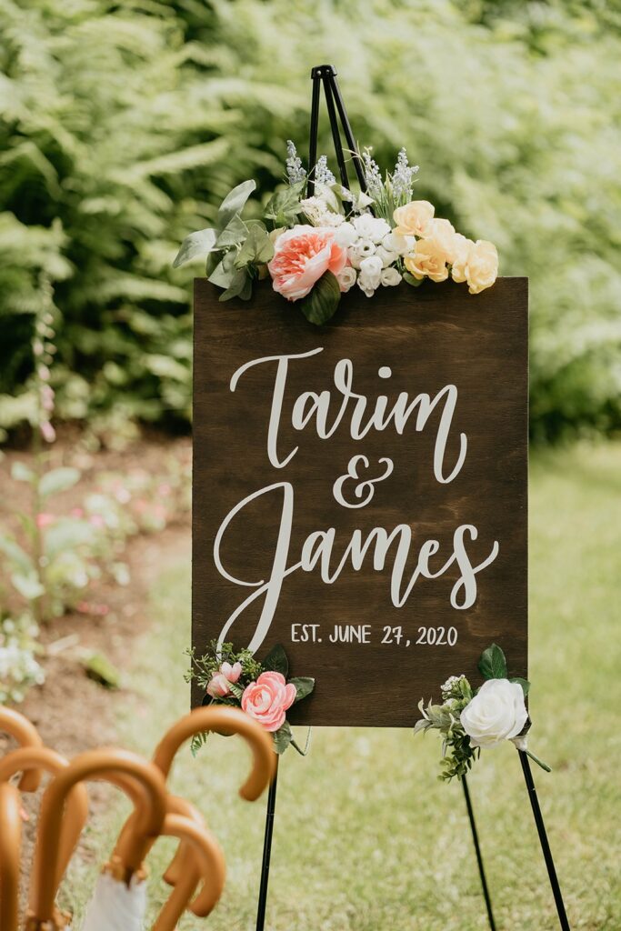 Tarim and James wedding signage