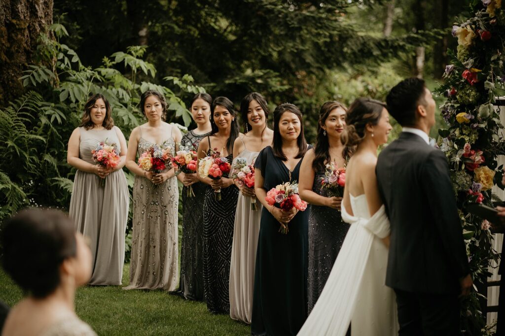 Outdoor wedding ceremony at Bridal Veil Lakes